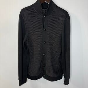 Armani Exchange Cardigan Mens Black Knit Cotton Button Classic Preppy Sz L